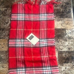 Red Plaid Fringe Scarf 54in long 11 inches wide   Brand new. With tag